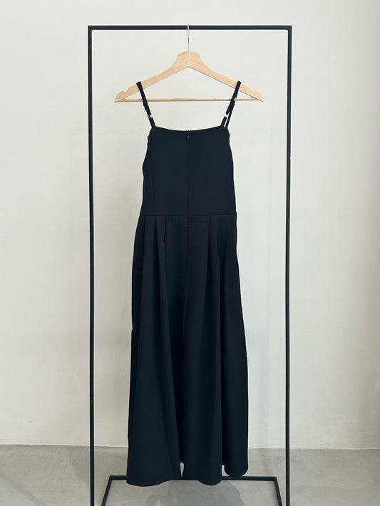 プチレースシャーリングキャミワンピース/ブラック