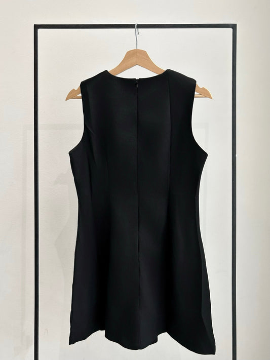 ボックスプリーツミニワンピース/ブラック