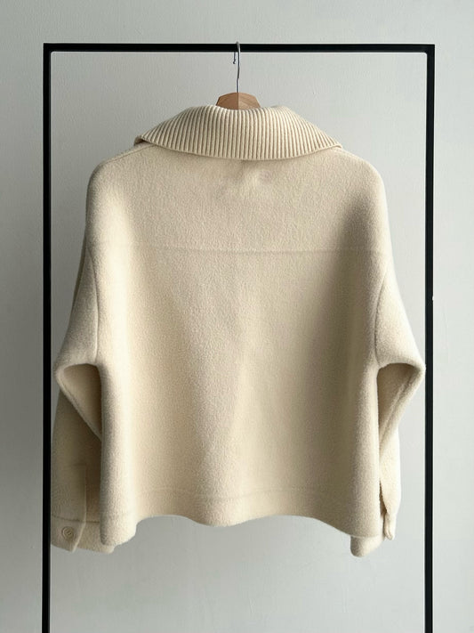 2wayニットカラーショートコート/アイボリー