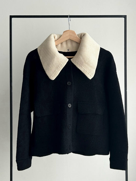 2wayニットカラーショートコート/ブラック