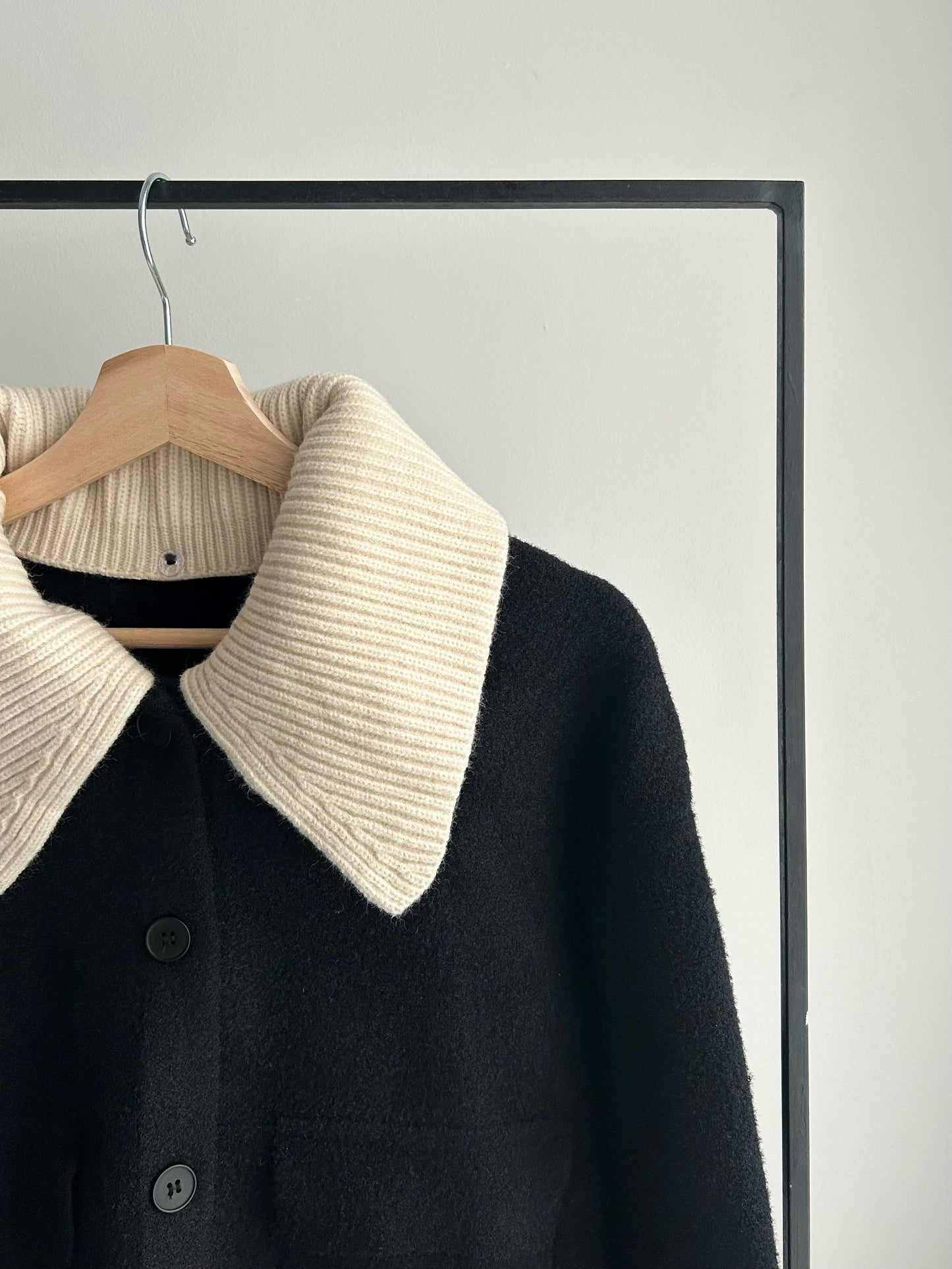 2wayニットカラーショートコート/ブラック