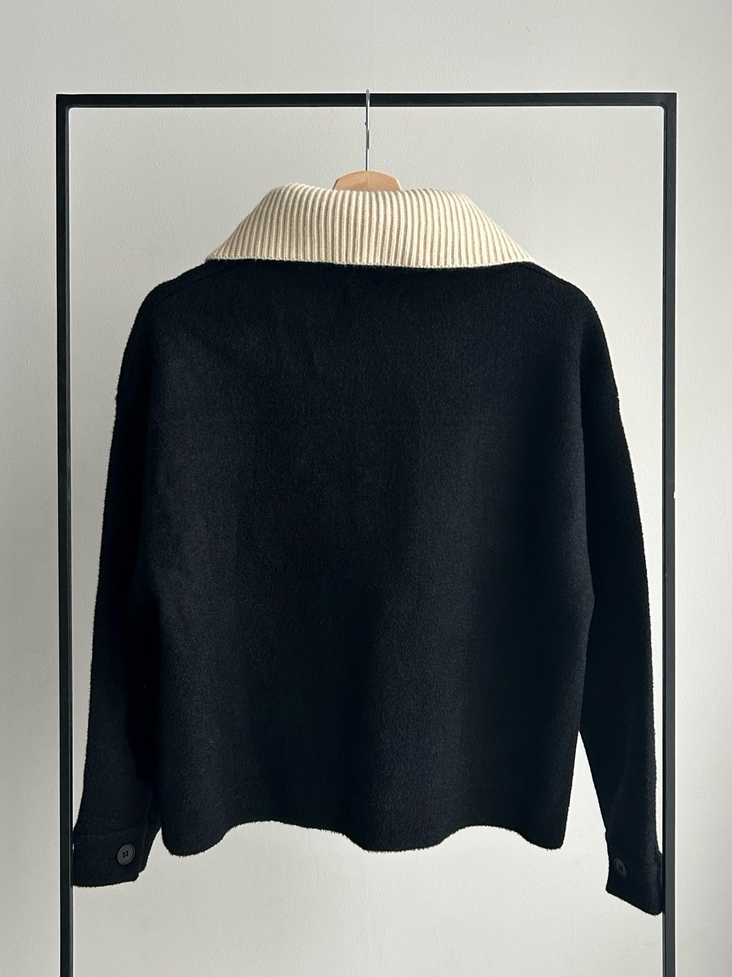 2wayニットカラーショートコート/ブラック