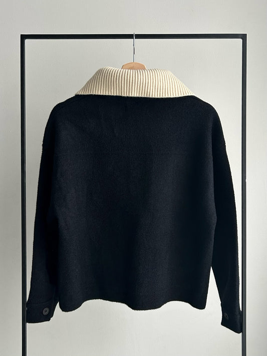 2wayニットカラーショートコート/ブラック