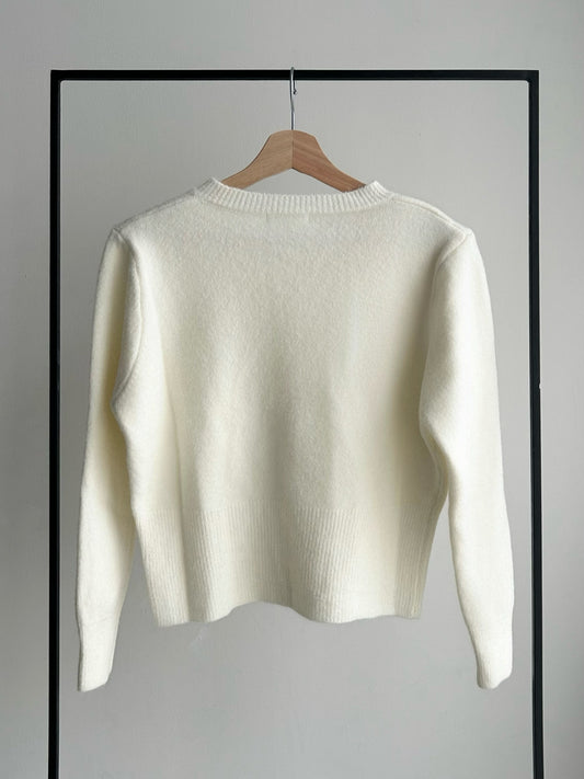 ウエストオープンゴールドボタンカーディガン/アイボリー