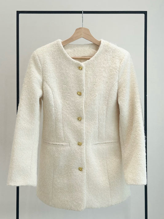 フェルトライクワンピースジャケット/アイボリー