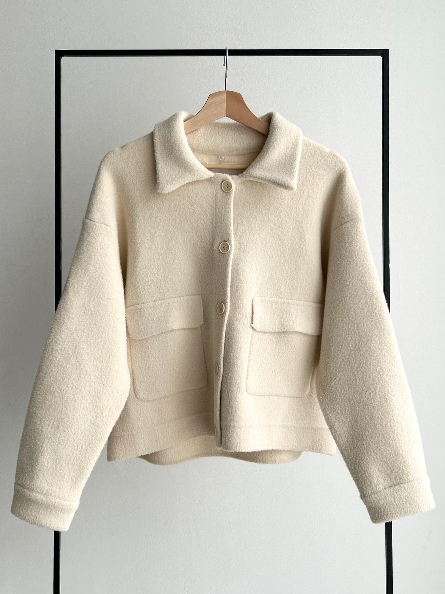 2wayニットカラーショートコート/アイボリー