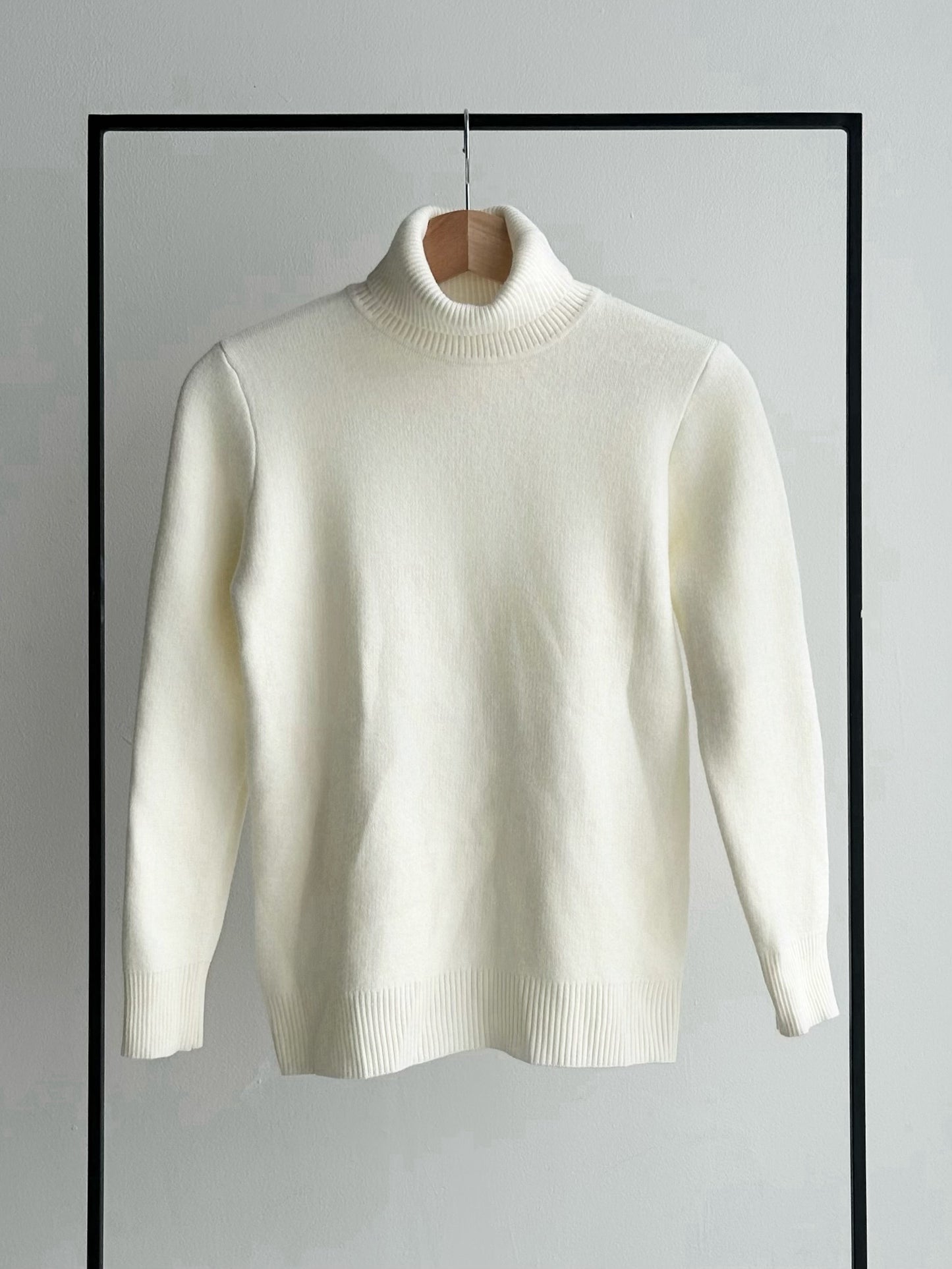 裏起毛タートルネックニットトップス/アイボリー