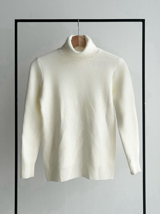 裏起毛タートルネックニットトップス/アイボリー