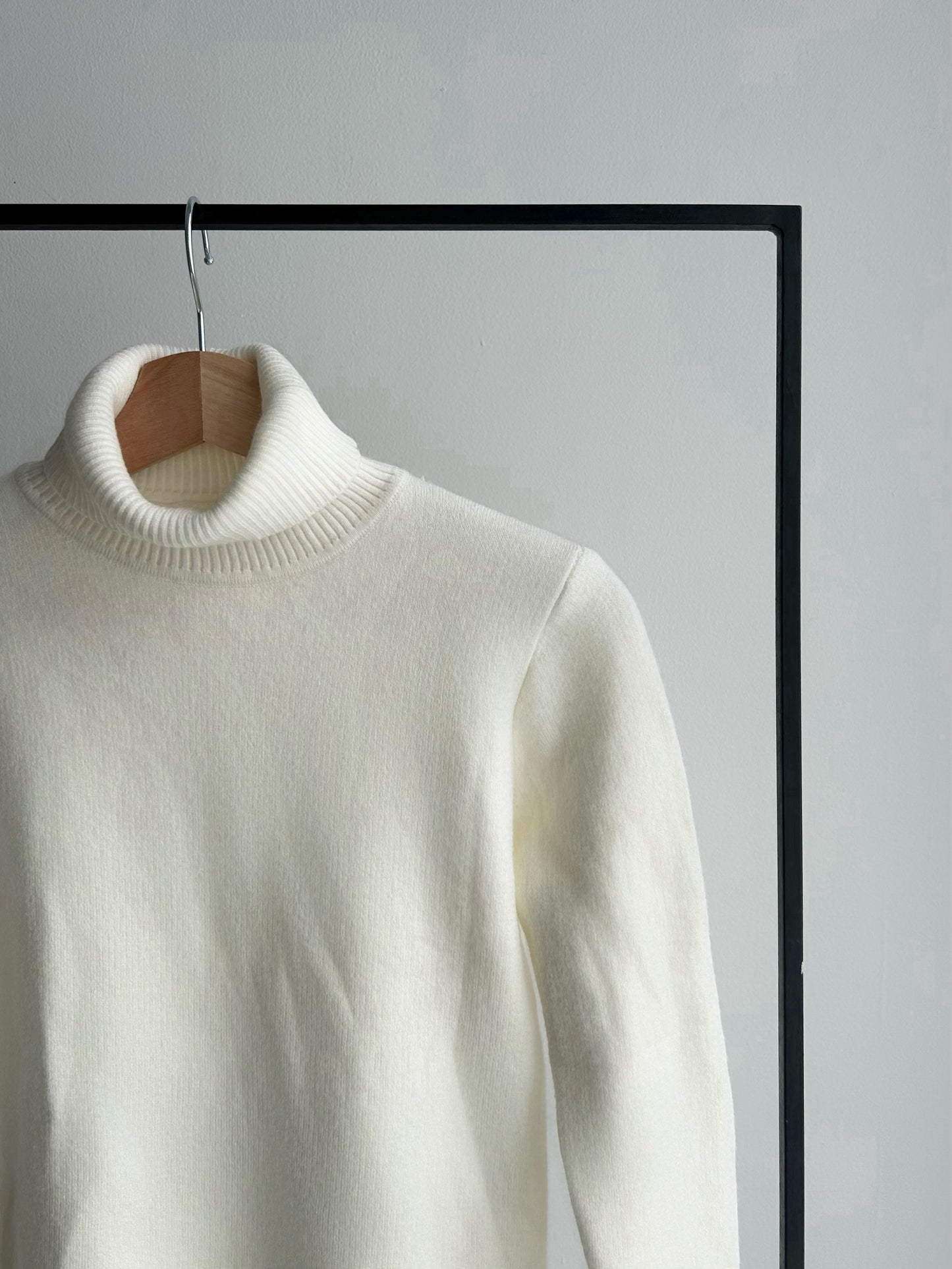 裏起毛タートルネックニットトップス/アイボリー