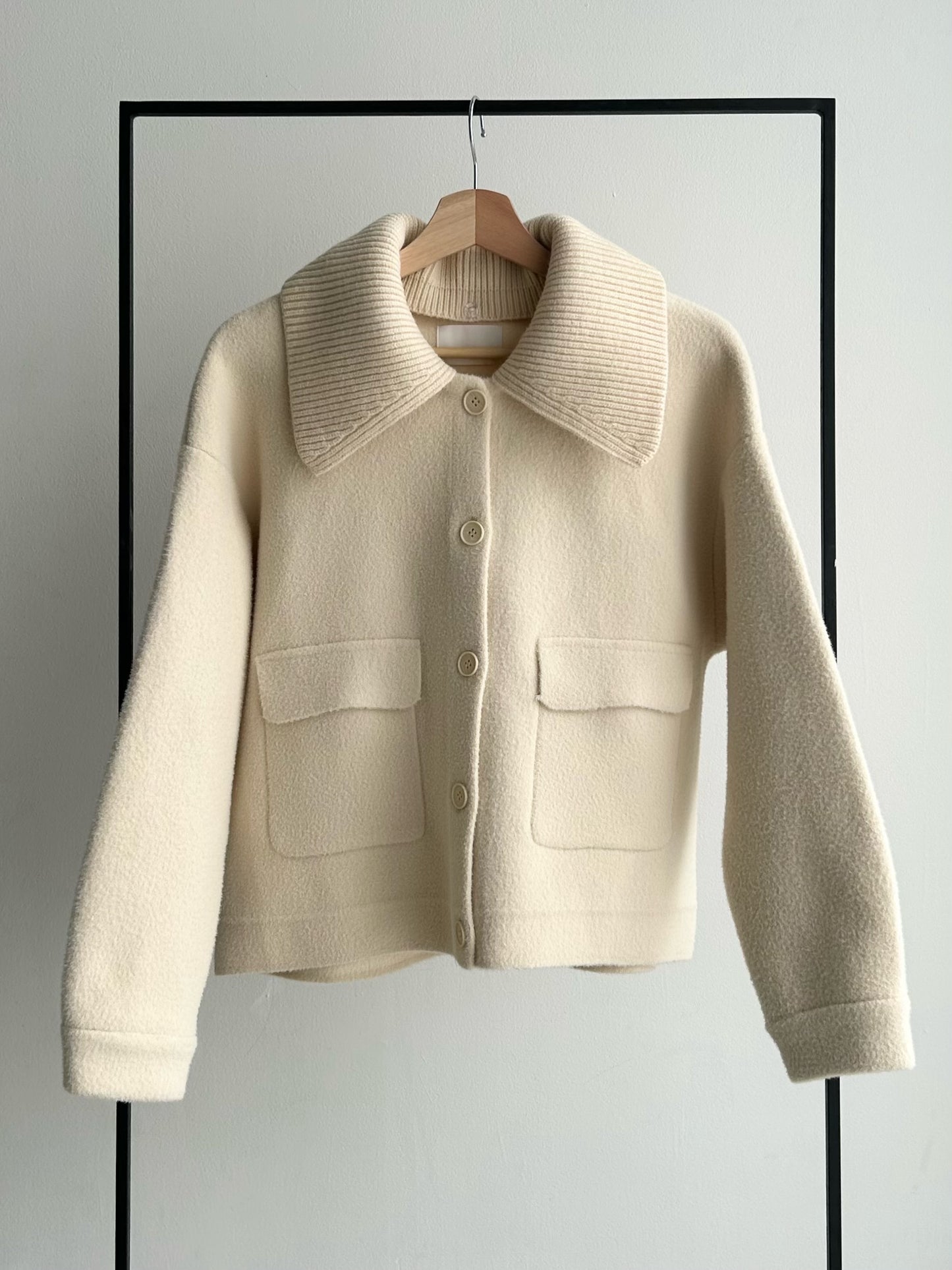 2wayニットカラーショートコート/アイボリー